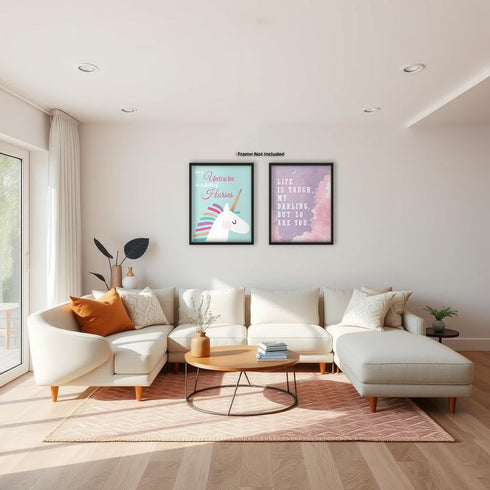 Posterizer 2 pcs-Paster Girly Unicorn Fun Inspiring Sayings-Comedy Art-Motivational & Inspirational Art-Gift for Girls, Boys, Teens-decor for Girl...